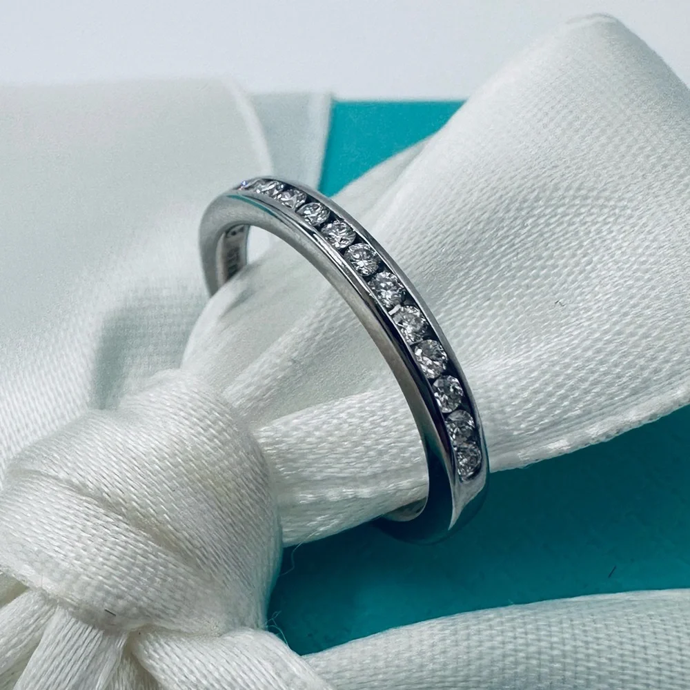 Tiffany & Co. Wedding Band with a Half-Circle of Diamonds .20 TCW w Packaging
